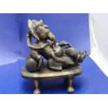 A large reclining Ganesha bronze study H26cm W20cm