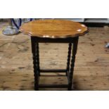 A vintage pie crust topped table with barley twist legs h65, w60cm unable to post