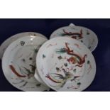 Four antique Chinese plates with dragon & pheonix decoration w17cm