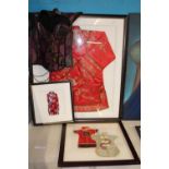 A selection of framed and other Chinese silk work items unable to post