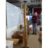A bespoke made wrought iron & wooded coat/hall stand 109cm tall unable to post