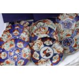 A selection of antique Imari patterned plates 10 pieces (some plates have a few cracks and