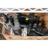 A box of assorted power tools (untested) unable to post