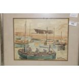 A framed water colour of Filey signed WJP with frame 41cm x 35cm