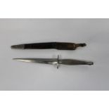 An original Fairbanks Sykes pattern 2 Commando fighting knife with a sterile nickle plated pommel