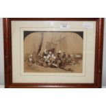 A French school 19th century Breton fishing scene water colour 37cm x 32cm