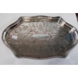 A large silver on copper galleried tray 51cm long