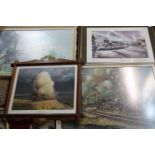 Four framed steam train prints including limited edition examples. largest print 83x60cm unable to