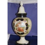 A antique hand finished lidded glass urn. (slight nibbles to rim & rim of lid) Not visible from