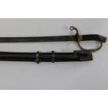 A 19th Century Russian officers sword with scabbard. Scabbard with a detachable bayonet