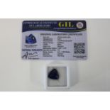 A Tanzanite gemstone with certificate