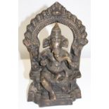 A large heavy antique bronze Ganesha figure 34cm x 20cm