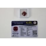 A Ruby gemstone with certificate