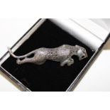 A quality 925 silver & marcasite puma brooch