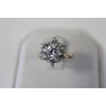 A 9ct gold large cluster ring size M 1/4