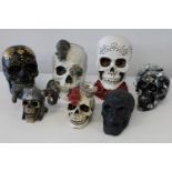 A collection of novelty skulls etc