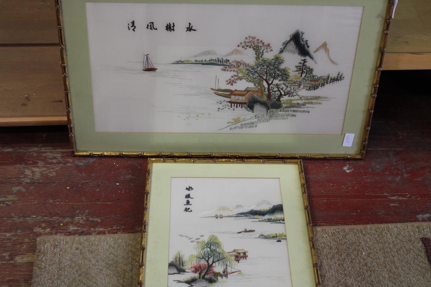 Two nicely framed Chinese silk work pictures