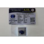 A sapphire gemstone with certificate