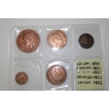 Five late 19th century French coins