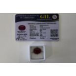 A ruby gemstone with certificate