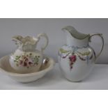 A ironstone jug & basin set & one other jug