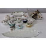 A selection of ceramic trinket boxes & other