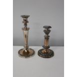 Two silver on copper candlesticks