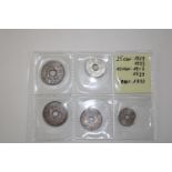 Five early 2oth century French coin sets