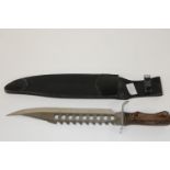 A large Bowie style knife with sheath