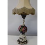 A vintage Moorcroft table lamp (slight damage to base) h approx 65cm