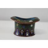 A 19th century Chinese cloisonne censor in the form of a top hat D9cm