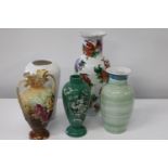 Five assorted ceramic vases