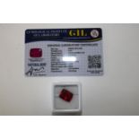 A ruby gemstone with certificate