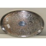 A quality silver on copper galleried tray length 41cm