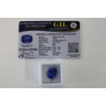 A sapphire gemstone with certificate