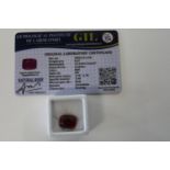 A ruby gemstone with certificate