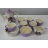 A mid century Palissy 'Clematis' coffee set