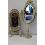 Two vintage style wooden dressing table mirrors