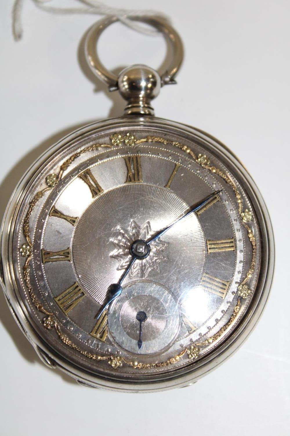 A fine silver pocket watch with a silvered dial (needs attn)