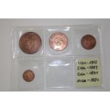 Four late 19th century French coins