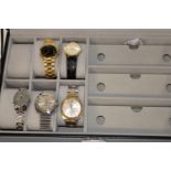 A selection of collectable watches in case to include Sekonda etc