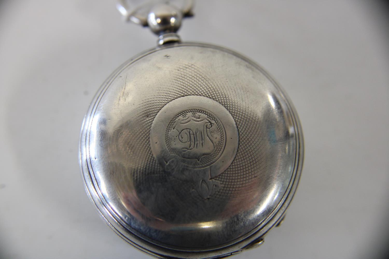 A fine silver pocket watch with a silvered dial (needs attn) - Image 2 of 2