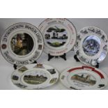 Five assorted colliery mining collectors plates