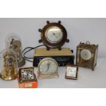 A box of assorted clocks etc (as found)