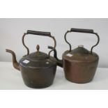 Two antique copper kettles