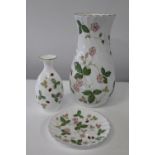 Three pieces of Wedgewood "Wild Strawberry"