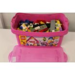A purple box full of Lego