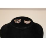 Two 925 silver 7 rose gold plated dress rings set with white stones