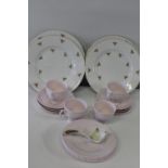 A pink Tuscan ware tea set & other plates