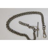 A vintage silver plated fob watch chain